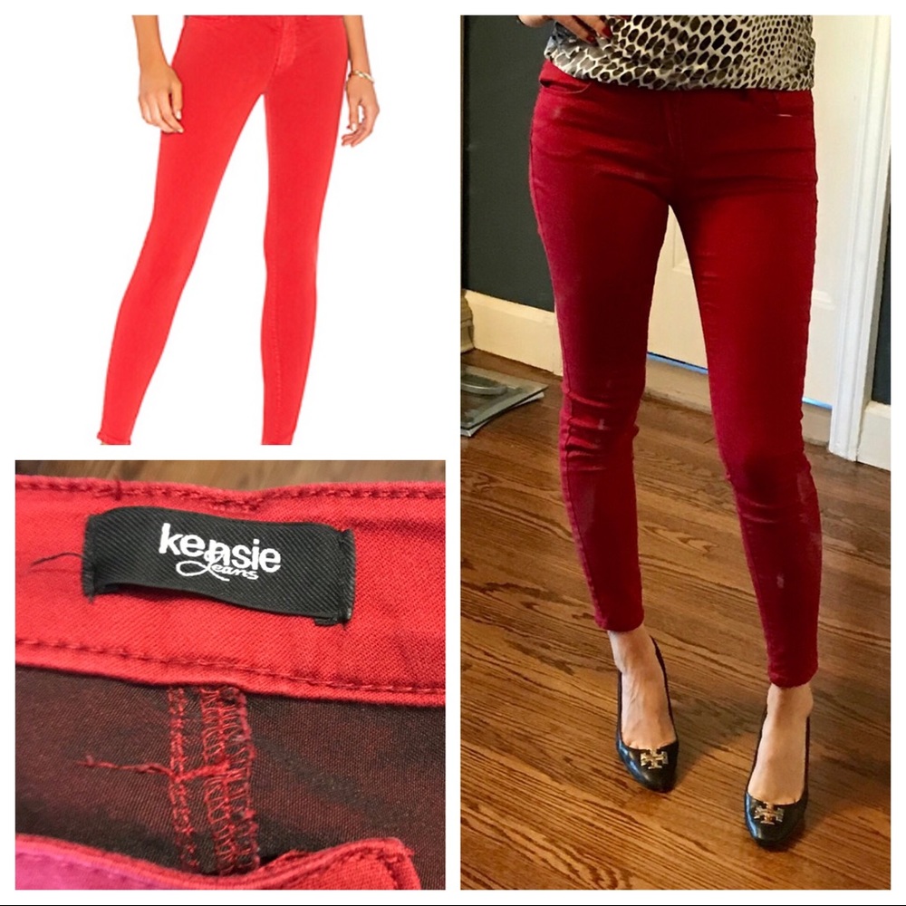 Kensie Knockout Skinny Jeans in Red